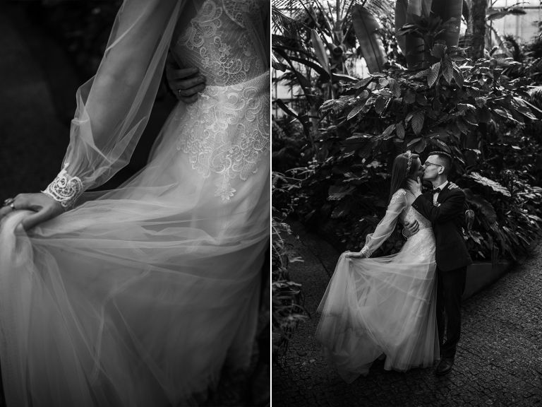 Sesja ślubna w Palmiarni Gliwice – romantyczna fotografia z florystycznym tłem