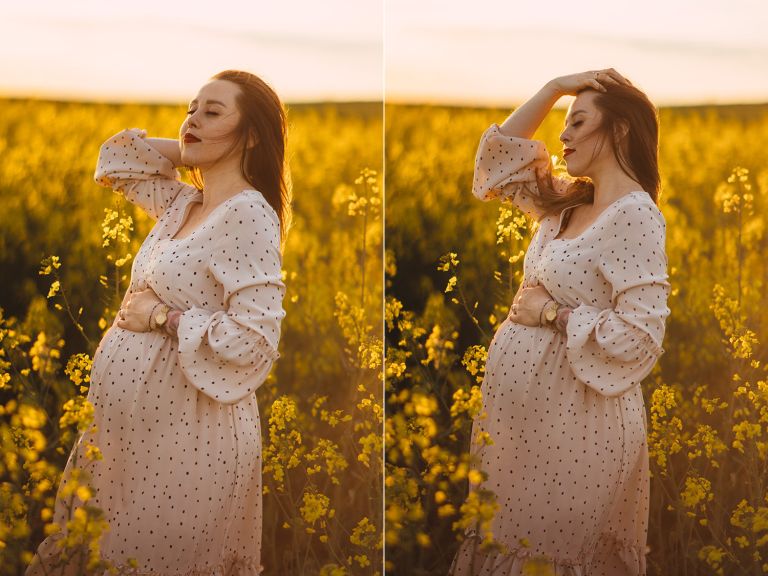 Złota godzina i pola rzepaku – sesja ciążowa Katowice
