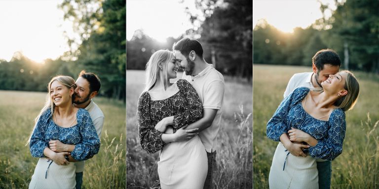 Sesja narzeczeńska w złotej godzinie, naturalne światło, Śląsk
